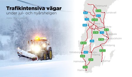 Risk för besvärliga vägförhållanden under julhelgens trafik
