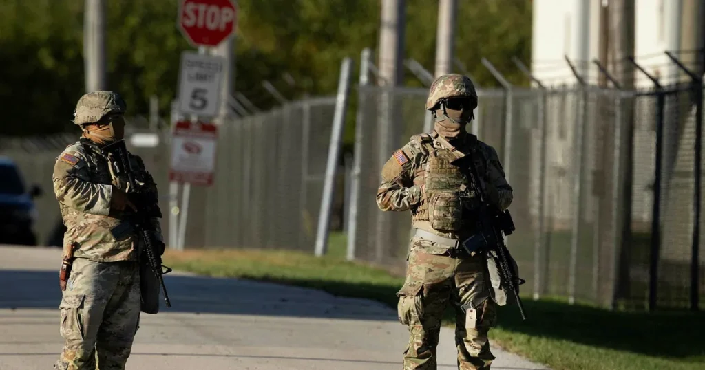 Texas nationalgarde på plats utanför Chicago