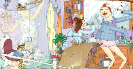 Komiskt och kaotiskt om en helt vanlig dag i familjen Tvärtomssons liv