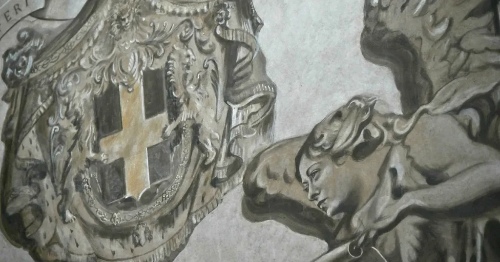 Meloni dök upp som ängel på kyrkvägg