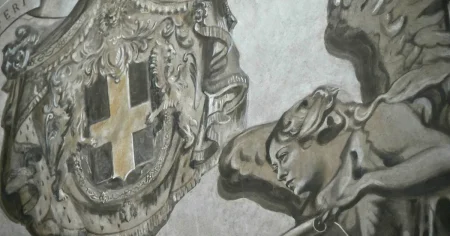 Meloni dök upp som ängel på kyrkvägg