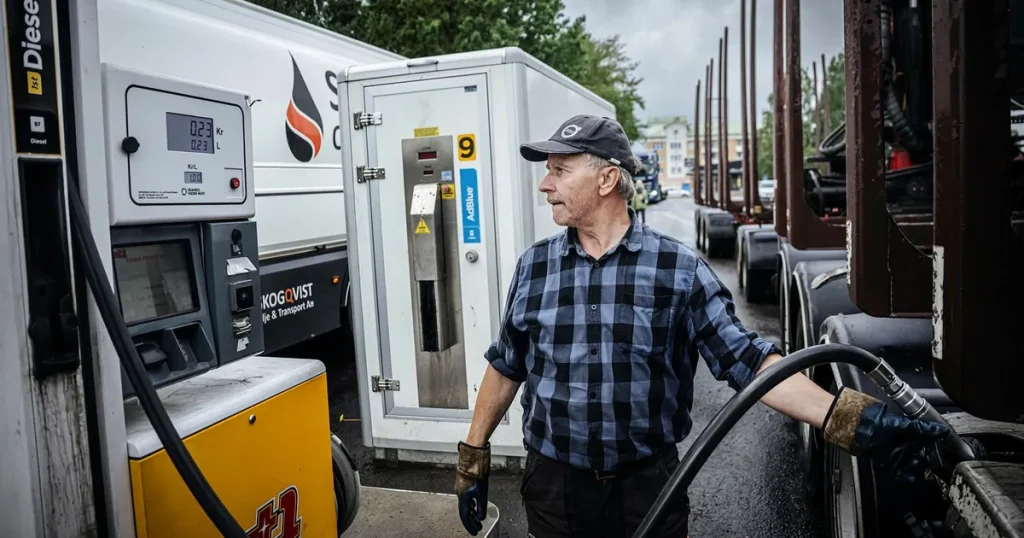 Här köar förare till billig svensk diesel